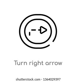 outline turn right arrow with broken line vector icon. isolated black simple line element illustration from user interface concept. editable vector stroke turn right arrow with broken line icon on