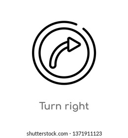 outline turn right vector icon. isolated black simple line element illustration from alert concept. editable vector stroke turn right icon on white background