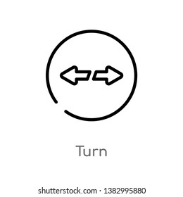 outline turn vector icon. isolated black simple line element illustration from user interface concept. editable vector stroke turn icon on white background
