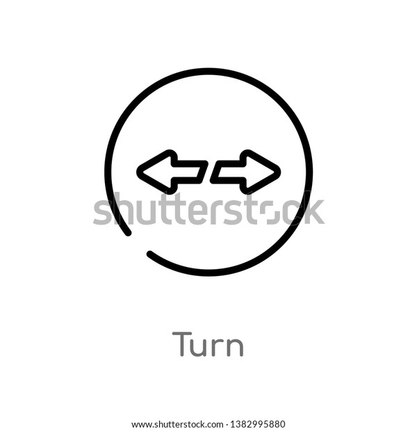 outline turn vector icon. isolated black\
simple line element illustration from user interface concept.\
editable vector stroke turn icon on white\
background