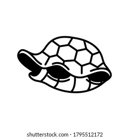 Outline turtle shell icon. Turtle illustration in line art style isolated on white