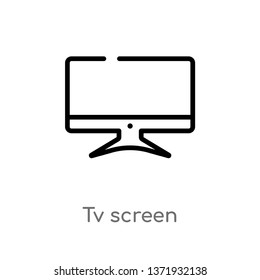 outline tv screen vector icon. isolated black simple line element illustration from computer concept. editable vector stroke tv screen icon on white background