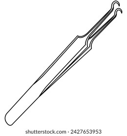 Outline tweezer acne remover tool line art illustration.