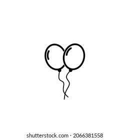 Outline two balloon icon isolated on white background.thin line balloon icon in flat design