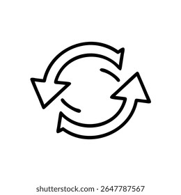 Outline of two curved arrows forming a circular shape on a background vector