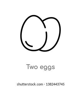 outline two eggs vector icon. isolated black simple line element illustration from food concept. editable vector stroke two eggs icon on white background