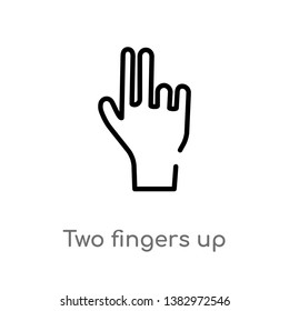 outline two fingers up vector icon. isolated black simple line element illustration from gestures concept. editable vector stroke two fingers up icon on white background