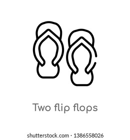 outline two flip flops vector icon. isolated black simple line element illustration from beauty concept. editable vector stroke two flip flops icon on white background