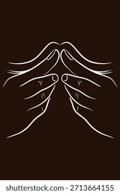 Esquema de dos manos formando forma de corazón contra el amor marrón oscuro