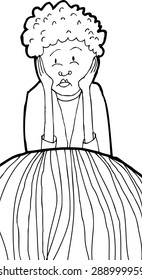 Outline of two people talking about something sad