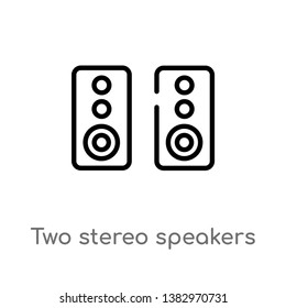 outline two stereo speakers vector icon. isolated black simple line element illustration from hardware concept. editable vector stroke two stereo speakers icon on white background