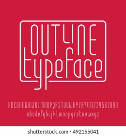 Outline typeface. Modern line alphabet. Uppercase and lowercase letters and numbers. Vector font for your design.