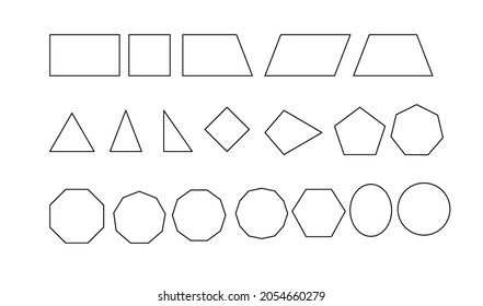 Outline Types Flat Shapes Plane Figures Stock Vector (Royalty Free ...