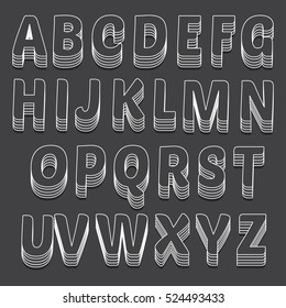 Outline Typeset on Black Background : Vector Illustration