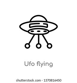 outline ufo flying vector icon. isolated black simple line element illustration from astronomy concept. editable vector stroke ufo flying icon on white background