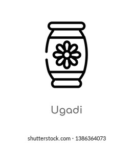 outline ugadi vector icon. isolated black simple line element illustration from india concept. editable vector stroke ugadi icon on white background