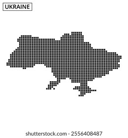 An outline of Ukraine filled with a dot pattern, emphasizing the country's geographical features and borders in a unique way.