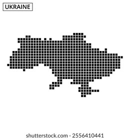 An outline of Ukraine filled with a dot pattern, emphasizing the country's geographical features and borders in a unique way.