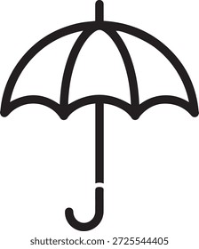 Outline Umbrella Icon - Gráfico de Vector minimalista para App de Clima, protección contra la lluvia y seguridad contra Elementos.