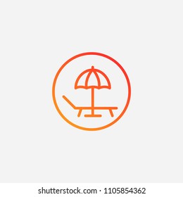 Outline umbrella icon,gradient illustration,summer vector beach sign symbol