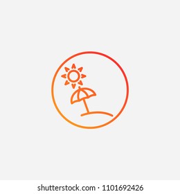 Outline Umbrella icon,gradient illustration,vector beach sign symbol