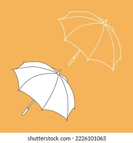 Outline umbrella mockup. Vector illustration. Copy space. Linear, vector, realistic, outline illustration.