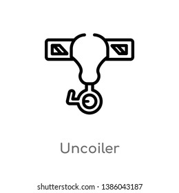 outline uncoiler vector icon. isolated black simple line element illustration from industry concept. editable vector stroke uncoiler icon on white background