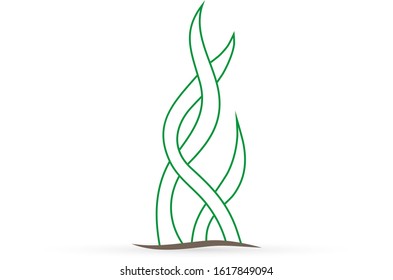 Outline underwater grass, seaweed icon isolated on white. Sketch kids hand drawing art line. Coloring vector stock illustration