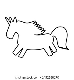 The outline of a unicorn drawn by one line. Fabulous animal.