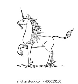 Outline unicorn. Vector illustration.