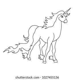 The outline of the unicorn. Vector image, thin lines. Element of design, interface