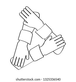 Outline of an united hand. Teamwork concept. Vector illustration design