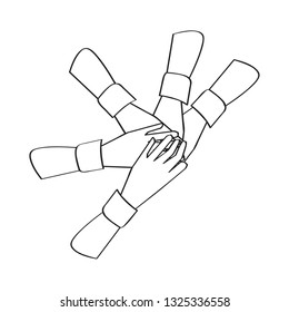 Outline of a united hand. Teamwork concept. Vector illustration design