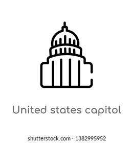 outline united states capitol vector icon. isolated black simple line element illustration from monuments concept. editable vector stroke united states capitol icon on white background