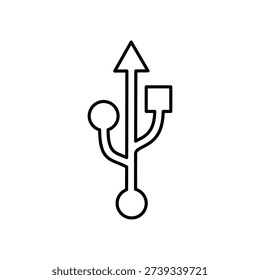 Outline universal serial bus usb icon vector for computer hardware connectivity data transfer and electronic peripheral