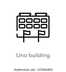 outline uno building vector icon. isolated black simple line element illustration from buildings concept. editable vector stroke uno building icon on white background