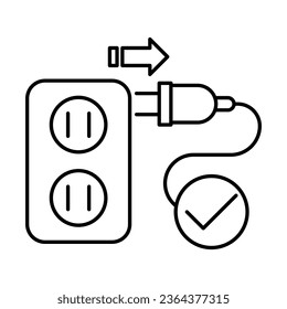 outline unplug electrical appliances icon on white background, icon design for apps, presentation, banner, sign, symbol, logo. Artificial intelligence icon concept. vector illustration.