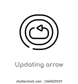 outline updating arrow vector icon. isolated black simple line element illustration from user interface concept. editable vector stroke updating arrow icon on white background