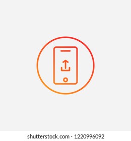 Outline upload mobile icon,gradient illustration,vector cloud sign symbol
