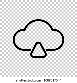 outline upload simple cloud icon. linear symbol with thin outline. On transparent background.