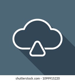 outline upload simple cloud icon. linear symbol with thin outline. White flat icon with long shadow on background