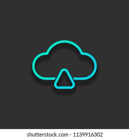 outline upload simple cloud icon. linear symbol with thin outline. Colorful logo concept with soft shadow on dark background. Icon color of azure ocean