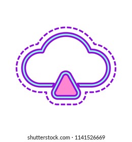outline upload simple cloud icon. linear symbol with thin outline. Colored sketch with dotted border on white background