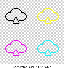 outline upload simple cloud icon. linear symbol with thin outline. Colored set of cmyk icons on transparent background