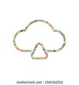 outline upload simple cloud icon. linear symbol with thin outline. Colored mosaic with polygons