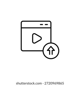 Icono de Cargar Video de esquema, presentación de archivos, alojamiento de datos