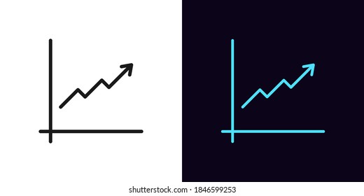 Outline upward chart icon. Linear growth chart sign, up arrow with editable stroke. Financial forecast, enhance results, growing trend. Vector icon, sign, symbol for Interface and Motion graphic