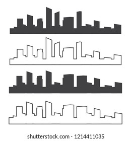 Outline urban vector cityscape. Skyline city silhouettes