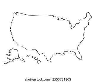 Outline of the USA country map
Vector outline on white background