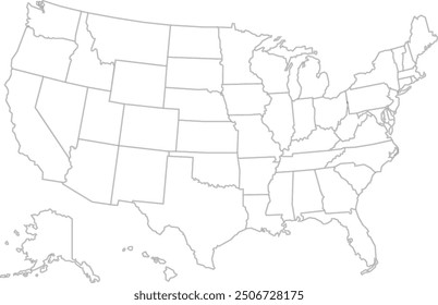 Outline USA map vector design